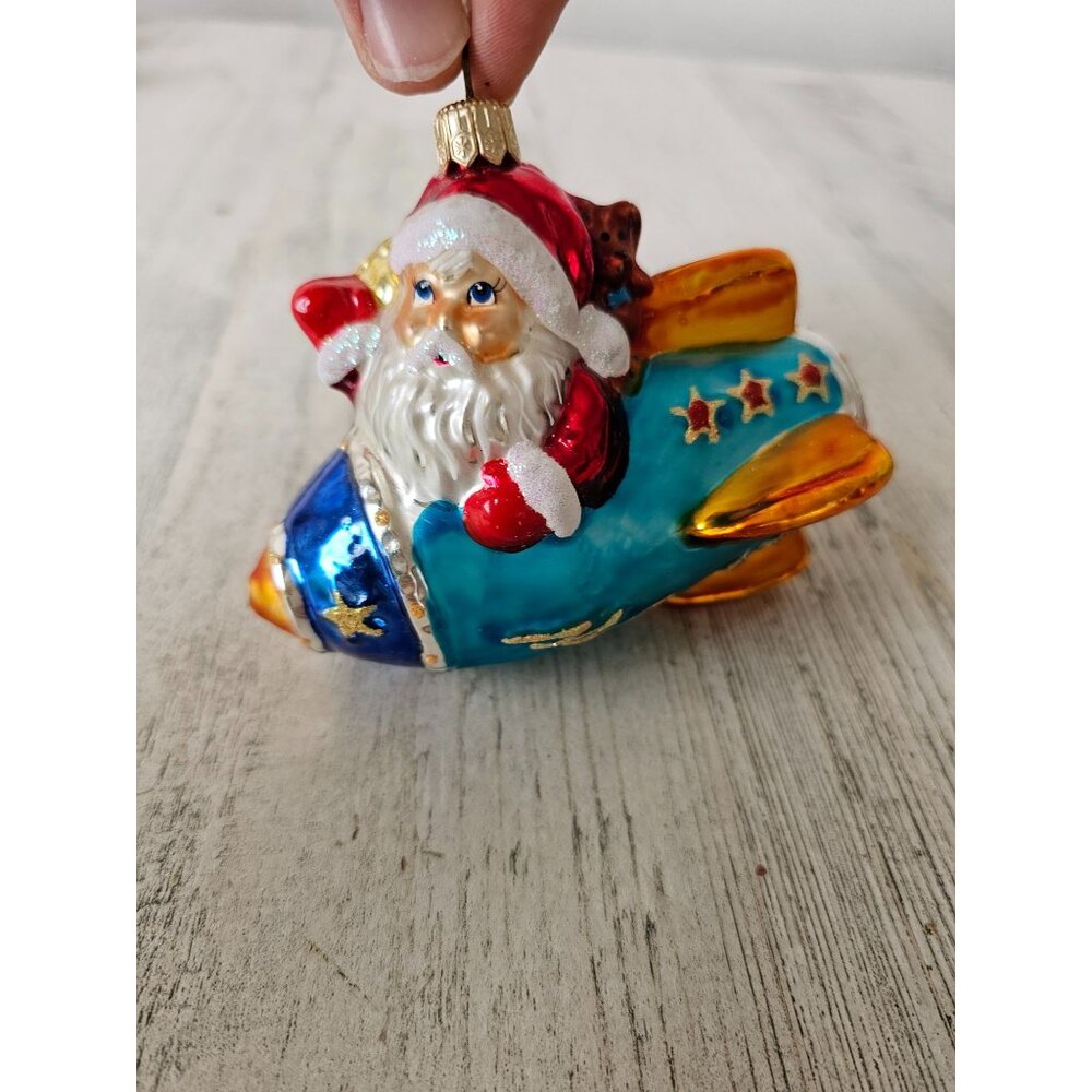 Radko‎ super sonic spaceship Santa vintage ornament ball Xmas tree
